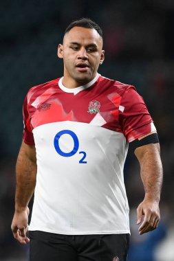 İngiltere 'den Billy Vunipola, 19 Kasım 2022' de Twickenham Stadyumu 'nda oynanan İngiltere - Yeni Zelanda müsabakasında oynanan karşılaşma öncesi ısınma maçında