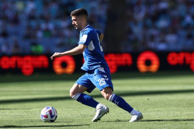 Everton 'dan Ruben Vinagre, 20 Kasım 2022' de Sidney 'deki Accor Stadyumu' nda oynanan Süper Kupa maçı sırasında top sürüyor.