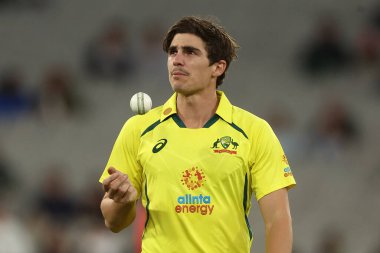 Avustralyalı Sean Abbott 22 Kasım 2022 'de Melbourne Cricket Ground, Melbourne, Avustralya' da oynanan Dettol ODI Serisi maçına bakıyor.