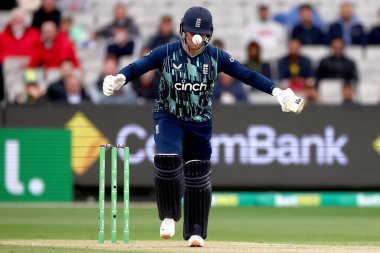 İngiliz Jason Roy, 22 Kasım 2022 'de Melbourne Cricket Ground, Melbourne, Avustralya' da oynanan detol ODI serisi Avustralya ile İngiltere maçında yarasa yarıştırdı.