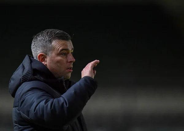 Plymouth Argyle Manager Steven Schumacher Magings Shouts Pointing Papa Johns — 스톡 사진