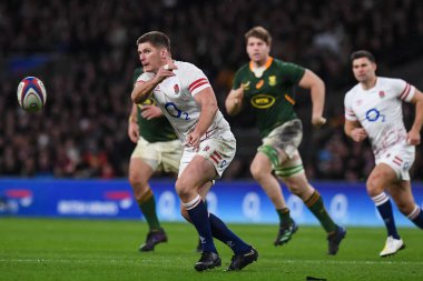 İngiltere 'den Owen Farrell, 26 Kasım 2022' de Twickenham Stadyumu 'nda İngiltere ile Güney Afrika arasında oynanan sonbahar müsabakasında maç yapıyor.