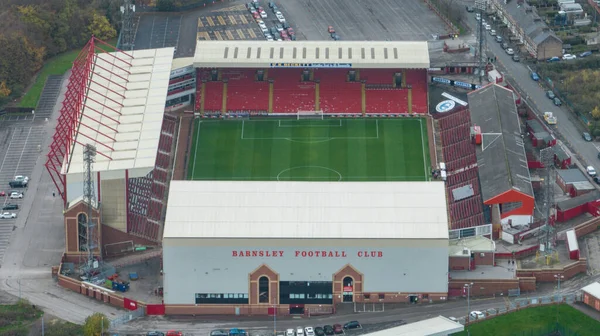 stock image An aerial view of Oakwell ahead of the Emirates FA Cup  Round 2 match Barnsley vs Crewe Alexandra at Oakwell, Barnsley, United Kingdom, 26th November 2022