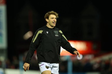 Northampton Saints takımından James Ramm Gallagher Premiership maçı öncesinde Kingsholm Stadyumu 'nda Gloucester Rugby Northampton Saints' e karşı 3 Aralık 202 'de oynanan maç öncesi ısınma maçında...