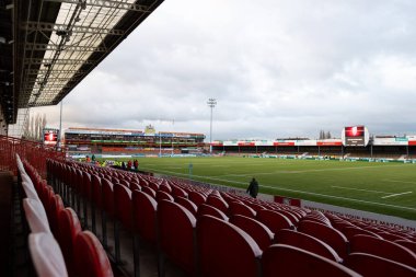 Gloucester Rugby 'nin evindeki Kingsholm Stadyumu' nun genel manzarası, 3 Aralık 202 'de Gloucester Premiership maçında Gloucester Rugby Northampton Saints' e karşı Kingsholm Stadyumu, Gloucester, İngiltere