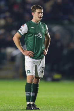 Plymouth Ligi 1 maçında Plymouth Argyle 'ın 20 numaralı oyuncusu Plymouth Argyle' a karşı Home Park, Plymouth, İngiltere, 2 Aralık 202