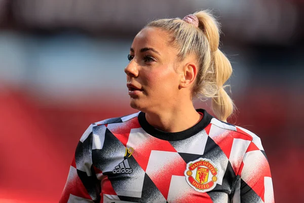 stock image Adrianna Leon #19 of Manchester United during the warm up ahead of The FA Women's Super League match Manchester United Women vs Aston Villa Women at Old Trafford, Manchester, United Kingdom, 3rd December 202