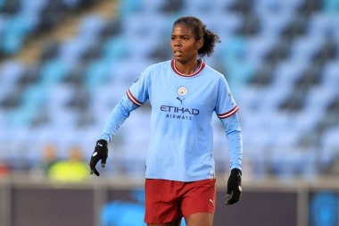 Manchester City 'den Khadija Shaw # 21 FA Kadınlar Süper Ligi maçı sırasında Manchester City Women vs Brighton & Hove Albion W.F.C. Etihad Kampüsü, Manchester, Birleşik Krallık, 4 Aralık 202