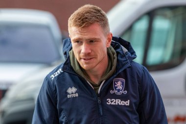 Middlesbrough 'dan Duncan Watmore 10 Aralık 2022' de Middlesbrough, İngiltere 'deki Riverside Stadyumu' nda Middlesbrough-Luton Town maçının öncesinde Riverside Stadyumu 'na vardı.