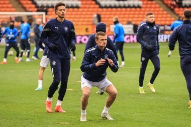 Blackpool 'dan Callum Connolly 10 Aralık 2022' de Bloomfield Road, Blackpool 'da Blackpool-Birmingham City maçı sırasında Bloomfield Roadfield Road' a vardı.