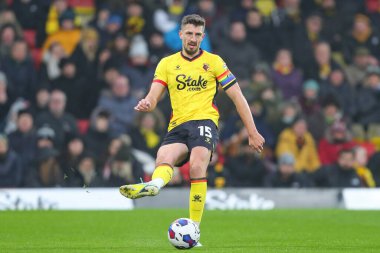 Watford 'dan Craig Cathcart # 15 Sky Bet Şampiyonası maçı Watford vs Hull City Vicarage Road, Watford, İngiltere, 11 Aralık 2022