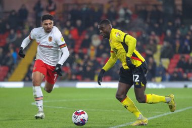 Watford 'dan Ken Sema # 12, 11 Aralık 2022' de Watford vs Hull City, Vicarage Road, Watford, İngiltere 'de oynanan Sky Bet Şampiyonası maçında etkin.