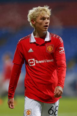Isak Hansen-Aaroen # 68 Manchester United Papa John 's Trophy maçı sırasında Bolton Wanderers Manchester United U21' e karşı Bolton Stadyumu, Bolton, Birleşik Krallık, 13 Aralık 2022