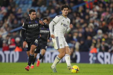 Leeds United 'ın 21. Pascal Struijk, Leeds Road, İngiltere' nin Leeds şehrinde oynanan Leeds United-Real Sociedad maçında pas attı.