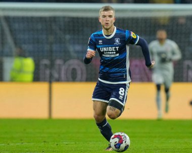 Middlesbrough 'dan Riley McGree # 8 Gökyüzü İddia Şampiyonası maçı Burnley' e karşı Middlesbrough Turf Moor, Burnley, Birleşik Krallık, 17 Aralık 2022