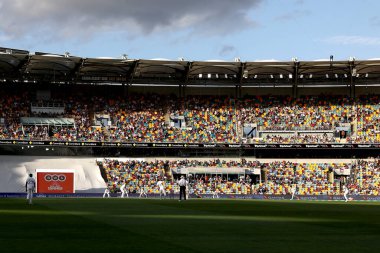 The Gabba, Brisbane Cricket Ground, Brisbane, Avustralya, 17 Aralık 2022 'de Avustralya ile Güney Afrika arasındaki NRMA Sigorta Test Serisi sırasında genel bir oyun görüşü görülmüştür.