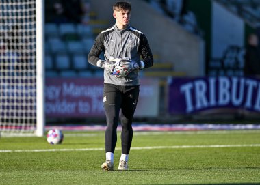 Plymouth Argyle kalecisi Michael Cooper (1), 17 Aralık 2022 'de İngiltere' nin Plymouth kentinde oynanan Sky Bet 1 karşılaşmasında ısınma turunda Plymouth Argyle ile Morecambe karşı karşıya geldi.