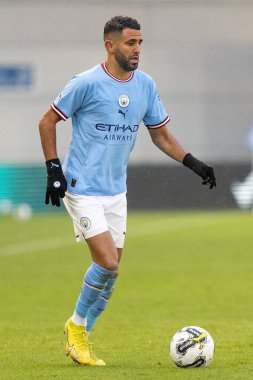 Manchester City 'nin 26. Riyad Mahrez' i, Manchester City 'nin 17 Aralık 2022' de Etihad Kampüsü 'nde Girona' ya karşı oynadığı Orta sezon dostluk maçında ele geçirdi.