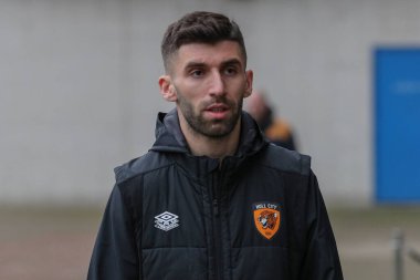 Hull City 'den Dogukan Sinik # 11, 17 Aralık 2022' de MKM Stadyumu 'nda Hull City - Sunderland maçının öncesinde MKM Stadyumu' na vardı.