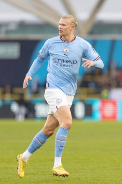 Manchester City 'den Erling Haaland # 9 numara Manchester City ile Etihad Campus, Manchester, İngiltere' de oynanan Manchester City dostluk maçı sırasında 17 Aralık 2022