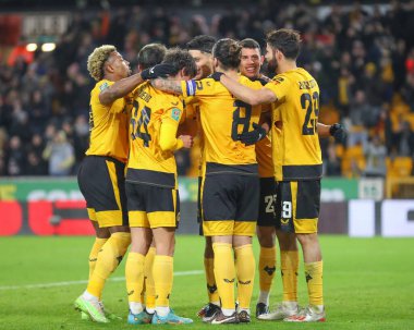 Wolverhampton Wanderers oyuncuları, Wolverhampton Wanderers ile Gillingham 'ın 20 Aralık 2022' de oynanan Carabao Kupası dördüncü tur karşılaşmasında Wolverhampton Wanderers ile Gillingham maçında Wolverhampton Wanderers 'ın 9.