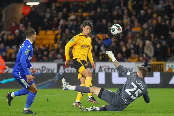 Hwang Hee Chan Wolverhampton Wanderers Una Possibilità Gol Durante Carabao — Foto Stock
