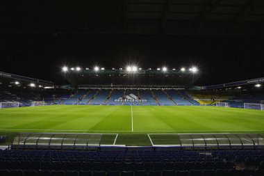 Elland Road Stadyumu 'ndaki genel manzara, Mid sezon dostu maç öncesinde Leeds United, Leeds Road, İngiltere, 21 Aralık 202' de Monaco 'ya karşı.