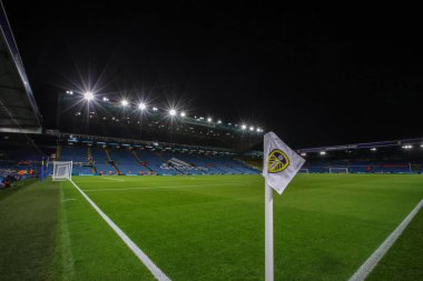 Elland Road Stadyumu 'ndaki genel manzara, Mid sezon dostu maç öncesinde Leeds United, Leeds Road, İngiltere, 21 Aralık 202' de Monaco 'ya karşı.