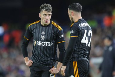 Leeds United 'dan Marc Roca, Leeds Road, İngiltere' nin Leeds şehrinde oynanan Mid sezon dostluk maçı sırasında Sam Greenwood ile konuşuyor.