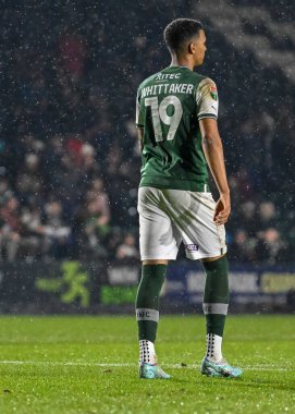 Plymouth Argyle forvet Morgan Whittaker (19) Papa John 's Trophy maçı sırasında Plymouth Argyle AFC Wimbledon' a karşı Home Park, Plymouth, İngiltere, 21 Aralık 202