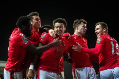 Nottingham Ormanı 'ndan Jesse Lingard, 21 Aralık 202' de İngiltere 'nin Blackburn kentinde oynanan dördüncü tur Carabao Kupası karşılaşmasında golünü kutluyor.