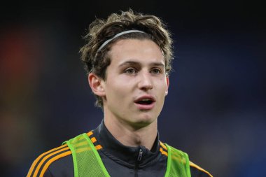 Leeds United 'dan Brenden Aaronson # 7. Sezon öncesi ısınma maçı öncesinde Leeds United - Monaco maçı Elland Road, Leeds, İngiltere, 21 Aralık 202