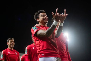 Nottingham Ormanı 'ndan Jesse Lingard, 21 Aralık 202' de İngiltere 'nin Blackburn kentinde oynanan dördüncü tur Carabao Kupası karşılaşmasında golünü kutluyor.