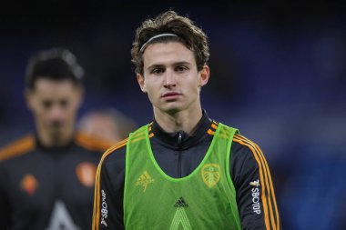Leeds United 'dan Brenden Aaronson # 7. Sezon öncesi ısınma maçı öncesinde Leeds United - Monaco maçı Elland Road, Leeds, İngiltere, 21 Aralık 202