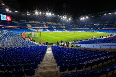 Etihad Stadyumu 'nun iç manzarası, 22 Aralık 202' de Etihad Stadyumu 'nda oynanan dördüncü tur Manchester City-Liverpool karşılaşması öncesinde oynanacak.