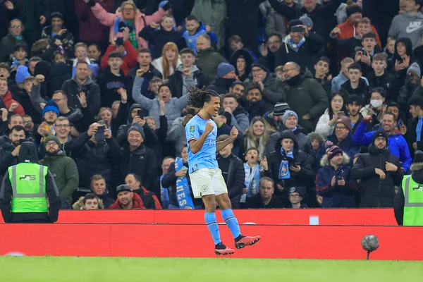 Nathan Del Manchester City Celebra Suo Gol Durante Carabao Cup — Foto Stock