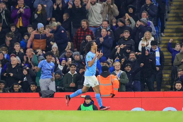 Nathan Del Manchester City Celebra Suo Gol Durante Carabao Cup — Foto Stock