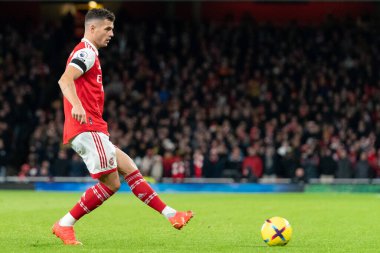 Granit Xhaka # 34 of Arsenal Premier League maçı sırasında Arsenal, West Ham United 'a karşı Emirates Stadyumu, Londra, Birleşik Krallık, 26 Aralık 202