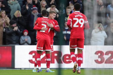 Middlesbrough 'dan Marcus Forss 26 Aralık 202' de Middlesbrough, Middlesbrough 'da oynanan Sky Bet Şampiyonası karşılaşmasında golünü kutluyor ve skoru 1-0 yapıyor.