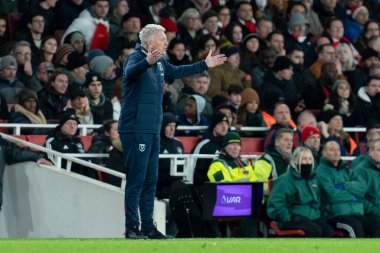 West Ham United Premier Lig karşılaşmasında David Moyes Menajeri Arsenal, West Ham United 'a karşı Emirates Stadyumu, Londra, Birleşik Krallık, 26 Aralık 202