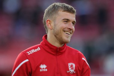 Middlesbrough 'dan Riley McGree # 8 numaralı maç öncesi ısınma maçı öncesinde Middlesbrough vs Wigan Athletic' e karşı Riverside Stadyumu, Middlesbrough, Birleşik Krallık, 26 Aralık 202