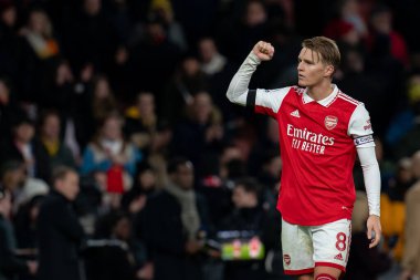 Arsenal 'den Martin Odegaard # 8 Premier League maçı sırasında Arsenal, West Ham United' a karşı Emirates Stadyumu, Londra, Birleşik Krallık, 26 Aralık 202