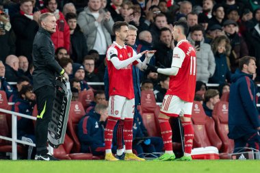 Arsenal 'den Gabriel Martinelli 26 Aralık 202' de Emirates Stadyumu, Londra 'da oynanan Premier League maçında Arsenal' den Fabio Vieira # 21 ile West Ham United 'ın yerini aldı.