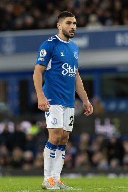 Premier Lig maçı sırasında Everton 'dan Neal Maupay # 20 Goodison Park, Liverpool, Birleşik Krallık' ta Everton - Wolverhampton Wanderers maçında, 26 Aralık 202