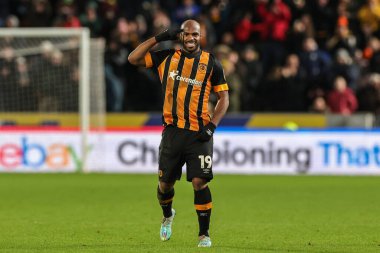 Yara izi: Hull City 'den 19. Estupin 26 Aralık 2022' de MKM Stadyumu 'nda Hull City ve Blackpool arasındaki Sky Bet Şampiyonası maçında 1-1 kazanma hedefini kutluyor.