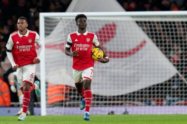 Bukayo Saka # 7 of Arsenal Premier League maçında maçı eşitlemek için atıyor. Arsenal - West Ham United - Emirates Stadyumu, Londra, Birleşik Krallık, 26 Aralık 202