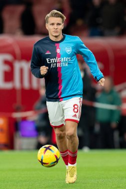 Martin Odegaard # 8. Arsenal Premier Lig karşılaşması öncesinde ısınma turu West Ham United 'a karşı Emirates Stadyumu, Londra, 26 Aralık 202