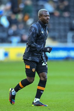 Hull City 'den Jean Michal Seri # 24. Maç öncesi ısınma maçı öncesinde Hull City - Blackpool MKM Stadyumu, Hull, Birleşik Krallık, 26 Aralık 2022