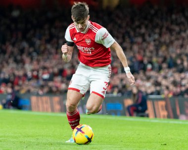 Arsenal 'den Kieran Tierney # 3. Premier Lig maçı sırasında Arsenal, West Ham United' a karşı Emirates Stadyumu, Londra, 26 Aralık 202
