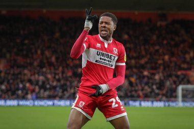 Middlesbrough 'lu Chuba Akpom 26 Aralık 202' de Middlesbrough, İngiltere 'deki Riverside Stadyumu' ndaki Middlesbrough vs Wigan Athletic maçında golünü kutluyor ve skoru 2-0 olarak belirledi.